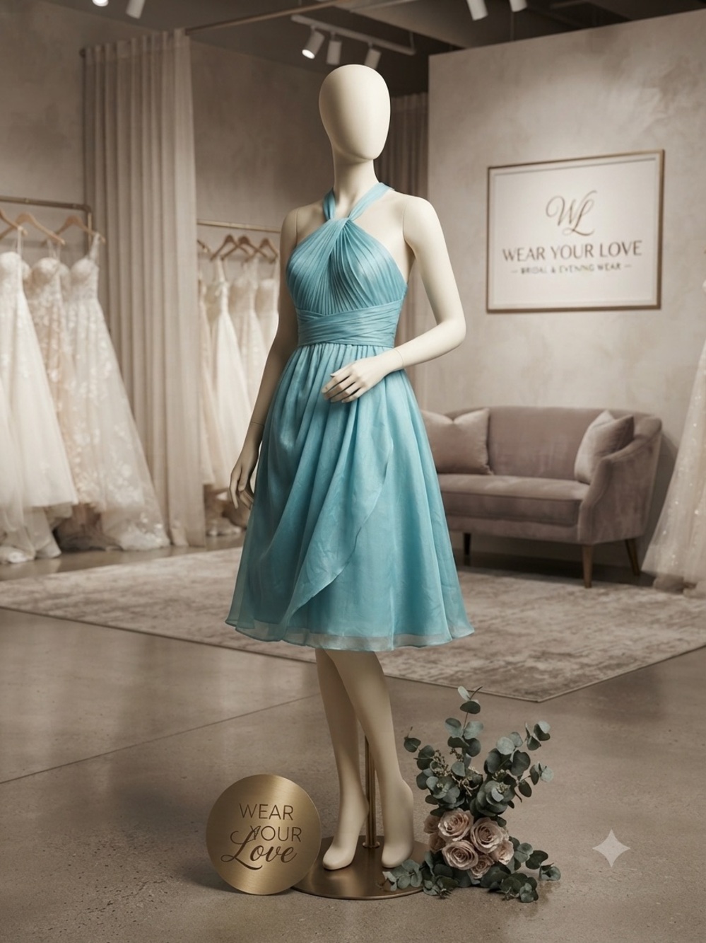 Wear Your Love Teal Halter Midi Dress